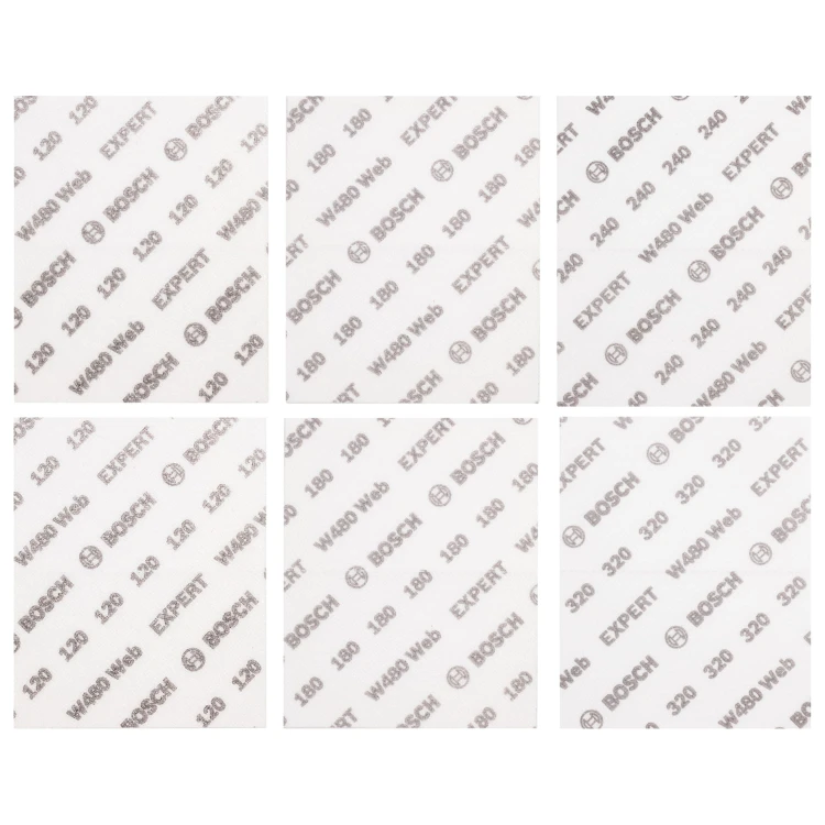 Paper ścierny G120/180/240/320 EXPERT W480 Web 115x140mm 6szt BOSCH 2608902431