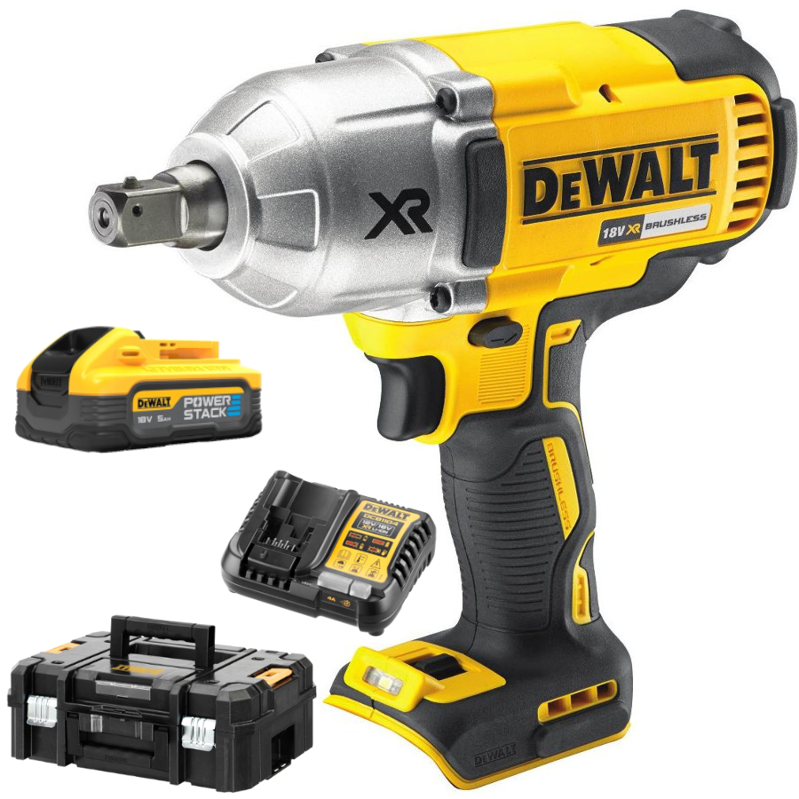 Klucz udarowy 18V 1/2" BL DeWALT DCF899 + Ład + 1x5Ah Powerstack
