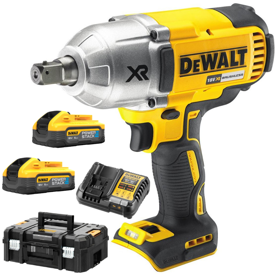 Klucz udarowy 18V 1/2" BL DeWALT DCF899 + Ład + 2x5Ah Powerstack
