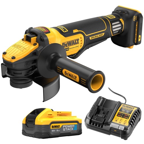 Szlifierka kątowa akumulatorowa 18V 125mm DeWALT DCG416VSN DCBP034 5Ah ład