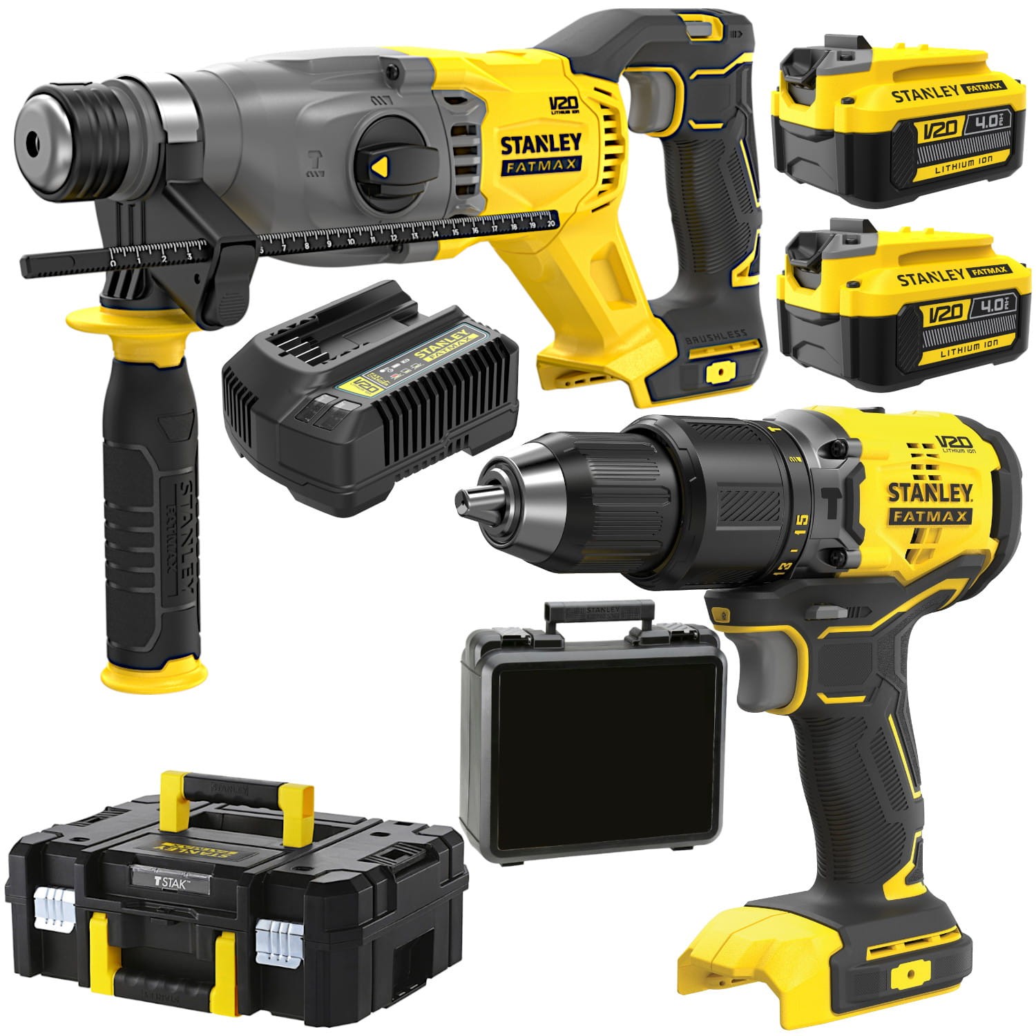 Młotowiertarka 2x4.0Ah ładowarka STANLEY SFMCH900M22 + wkrętarka SFMCD715B