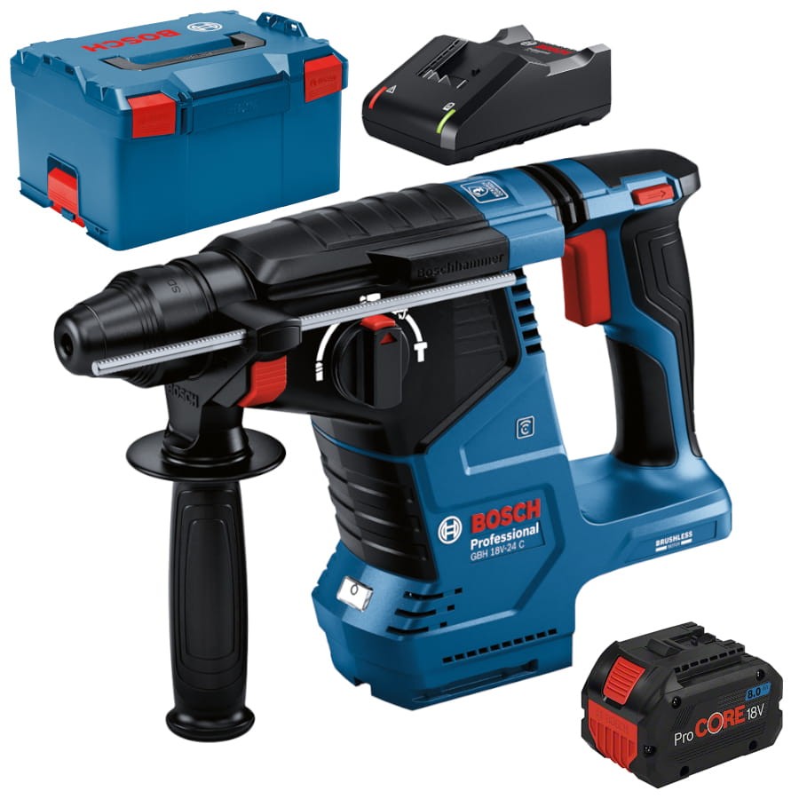 Młotowiertarka SDS-Plus 18V L-Boxx 238 BOSCH GBH 18V-24 C + aku 8Ah ład.