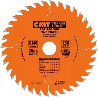 Piła tarczowa 140mm x 20mm 36z HM do drewna CMT 292.140.36H