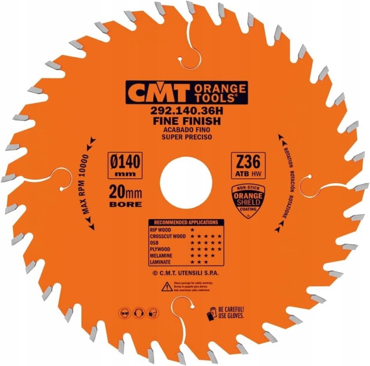 Piła tarczowa 140mm x 20mm 36z HM do drewna CMT 292.140.36H