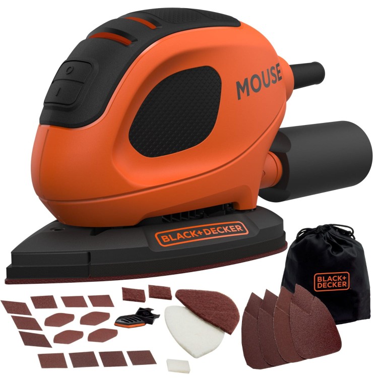 Szlifierka oscylacyjna typu Mouse + akcesoria torba Black Decker BEW230BC