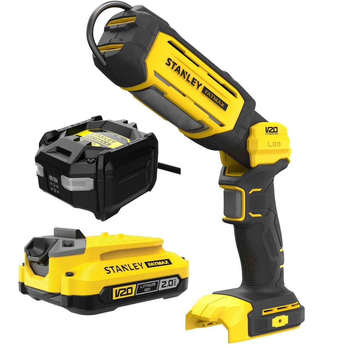 Latarka warsztatowa FatMax 18V STANLEY SFMCL050B + aku 2Ah SFMCB202 + ład
