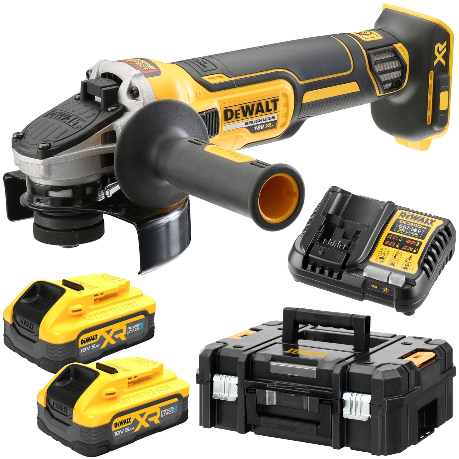 DeWALT DCG405 Szlifierka kątowa 18V 125mm 2x 5,0Ah POWERSTACK + TSTAK II