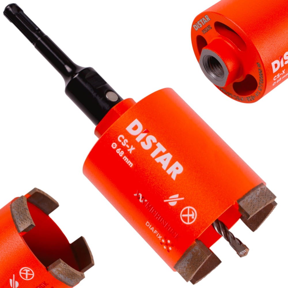 Wiertło diamentowe Otwornica do betonu 68mm M16 x SDS plus Distar CS-X