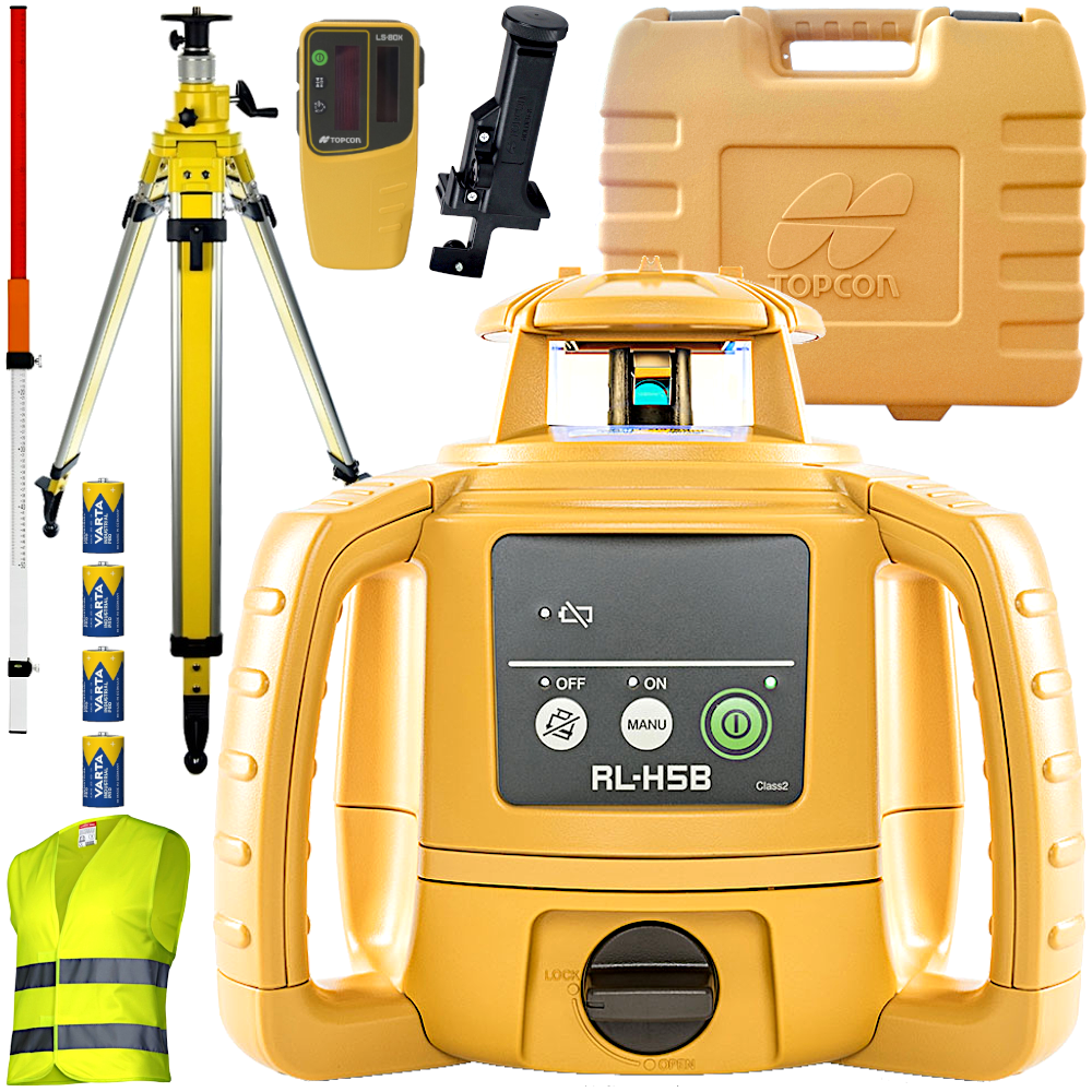 TOPCON RL-H5B Niwelator laserowy 400m IP66 + Czujnik LS-80X + Łata, Statyw