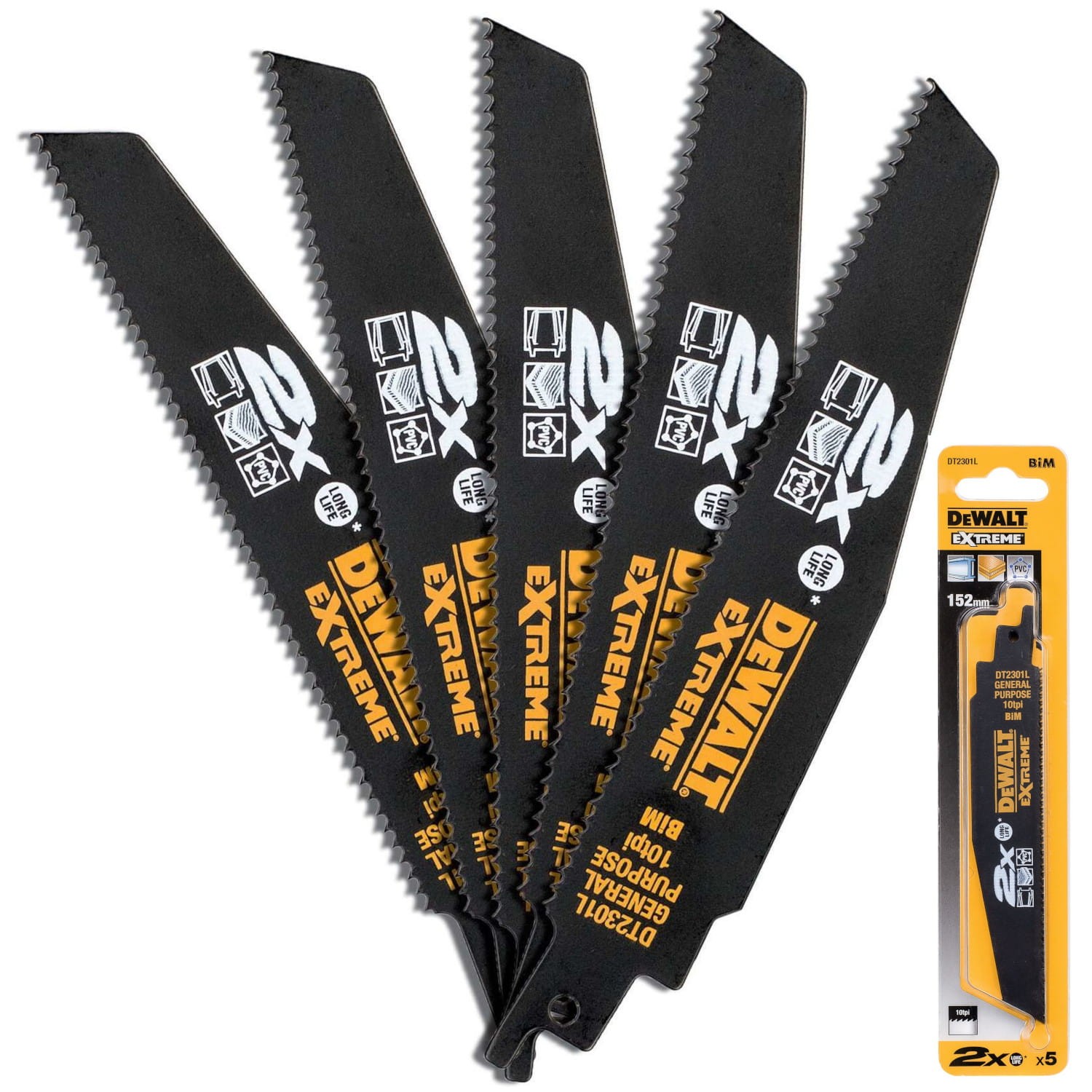Brzeszczoty uniwersalne do piły szablastej 152mm 5el EXTREME DeWALT DT2301L