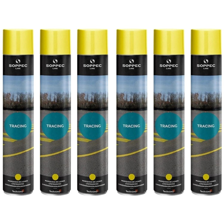 SOPPEC TRACING Farba geodezyjna do malowania linii żółta 750ml 6szt.