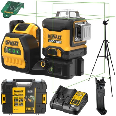 DeWALT DCE089D1G18 Laser krzyżowy zielony 3 x 360° 12V / 18V 2.0Ah + Statyw