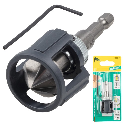 Fazownik pod wkręty do drewna do 10mm ze stali narzędziowej WS Wolfcraft 4390000