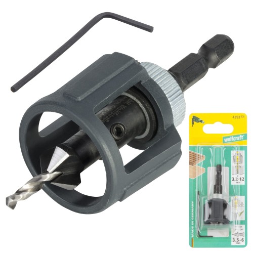 Nawiertak z fazownikiem i ogranicznikiem do drewna 2w1 WOLFCRAFT 4392000