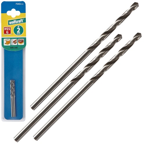 WOLFCRAFT Wiertło HSS do metalu szlifowane 2mm 3szt. 7543010