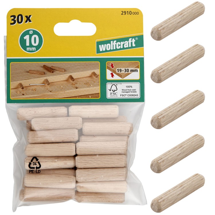 WOLFCRAFT Kołki drewniane bukowe do mebli stolarskie 10x40mm 2910000