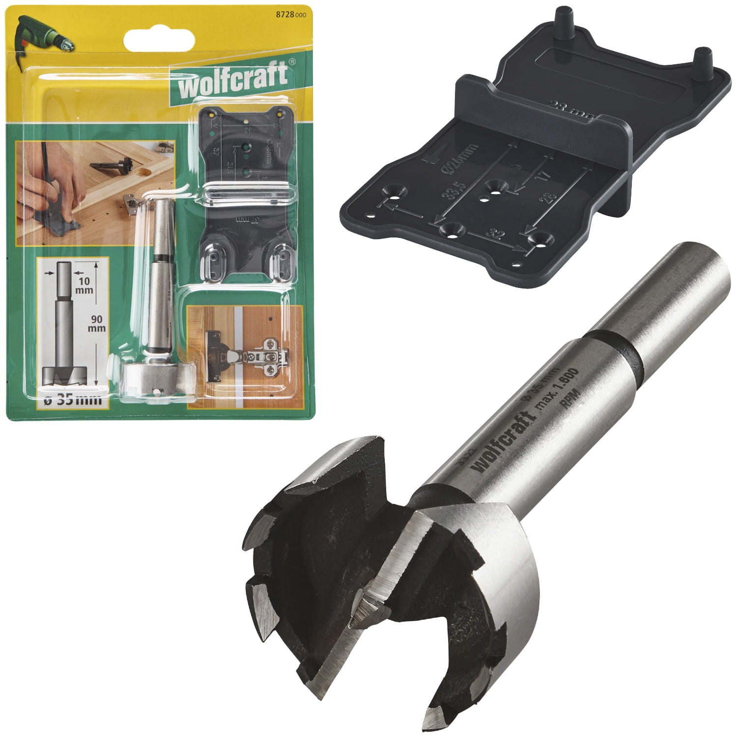 WOLFCRAFT 8728000 Wiertło Forstnera pod zawiasy 35mm + szablon