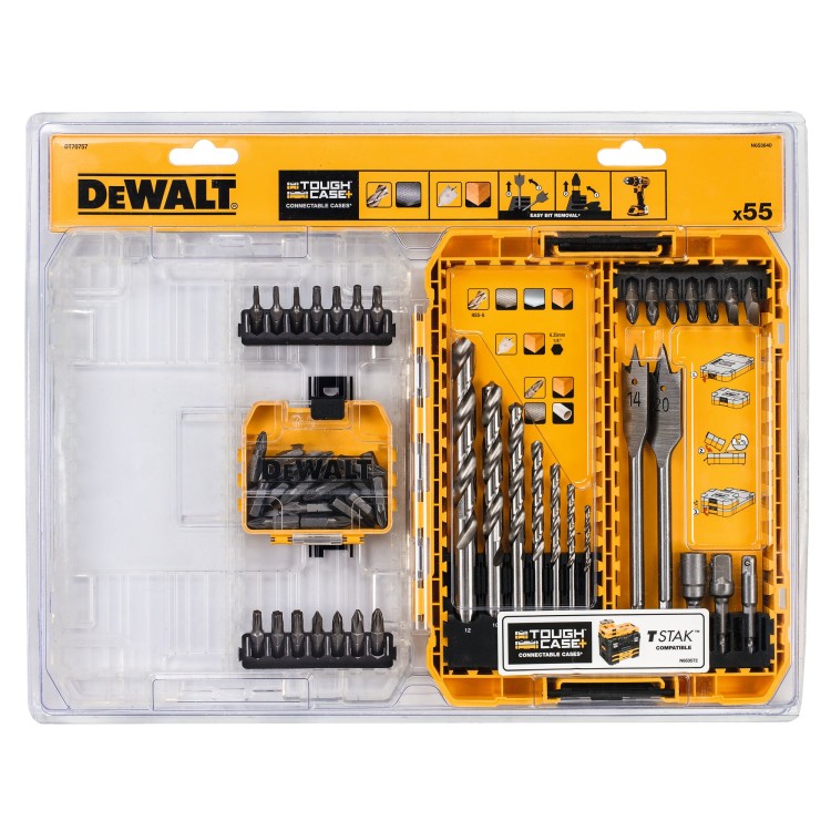 Wiertła i bity 55el. do drewna metalu Tough Case DeWALT DT70757