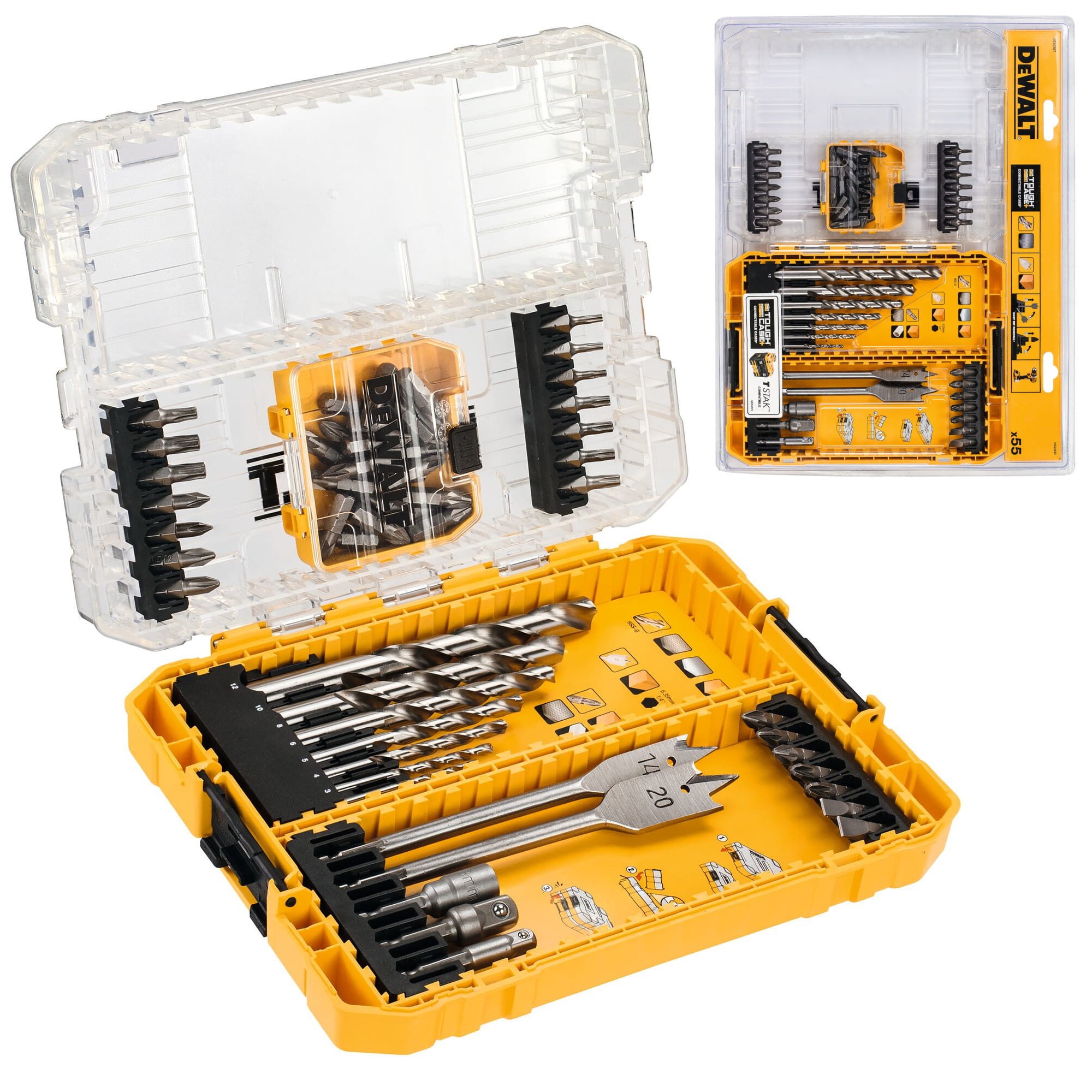 Zestaw bitów i wierteł 55el. do drewna metalu Tough Case DeWALT DT70757