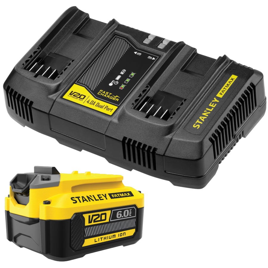 Ładowarka podwójna 14,4-18V 18v V20 STANLEY SFMCB24 + aku 6Ah SFMCB206