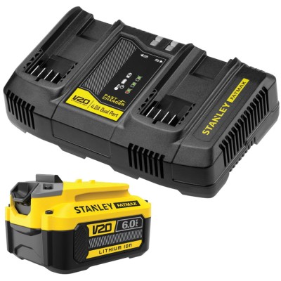 Ładowarka podwójna 14,4-18V 18v V20 STANLEY SFMCB24 + aku 6Ah SFMCB206