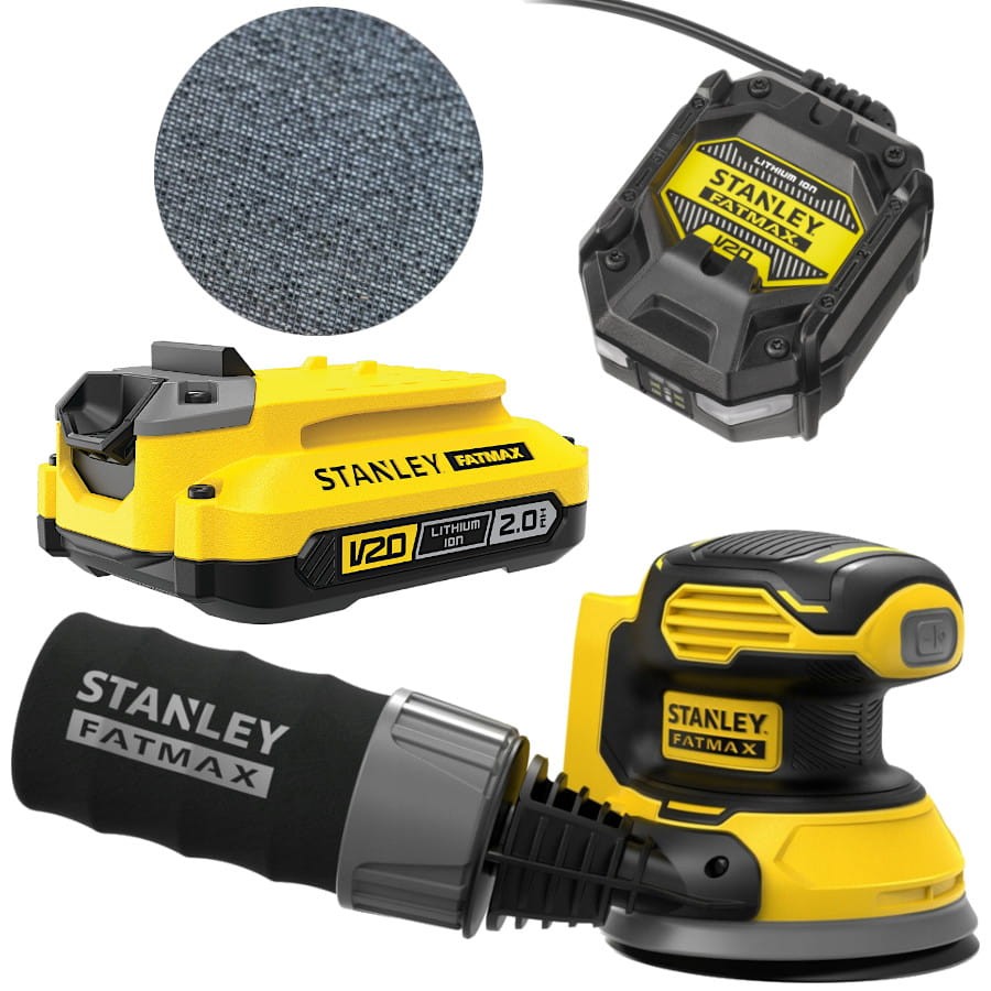Szlifierka oscylacyjna 125mm V20 STANLEY SFMCW220B + aku 2Ah + ład