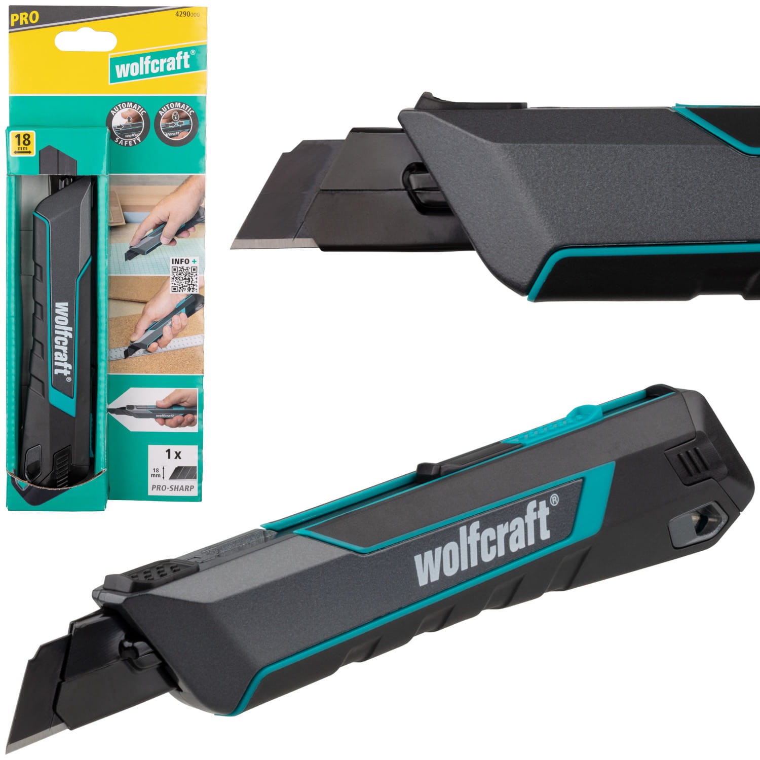 WOLFCRAFT 4290000 Nóż z odłamywanym ostrzem PRO SAFETY 18mm