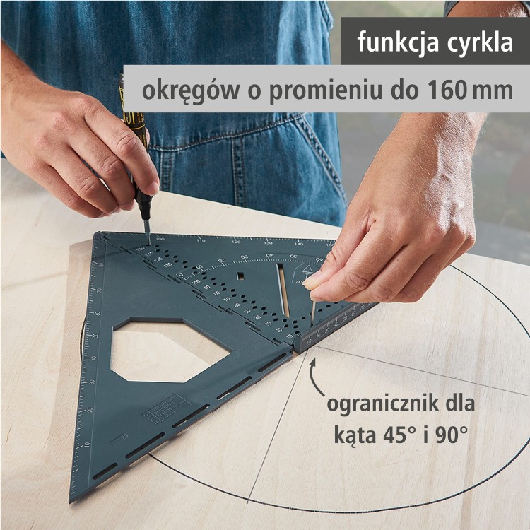 Wolfcraft 5219000 Kątownik 3D PRO VARIO zastosowanie okręgi