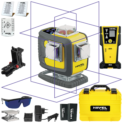Laser 4-płaszczyznowy NIVEL SYSTEM CL4D-P (wiązka fioletowa), walizka + Czujnik CLS-5