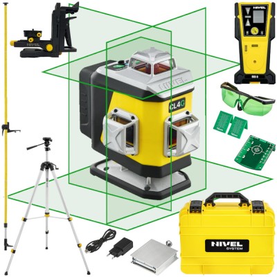 NIVEL SYSTEM Laser krzyżowy zielony CL4G + Czujnik CLS-5 + Tyczka + Statyw