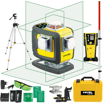 NIVEL SYSTEM CL4D-G Laser krzyżowy zielony 4x360° + statyw SJJ-M1 EX + czujnik CLS-5 + łata laserowa