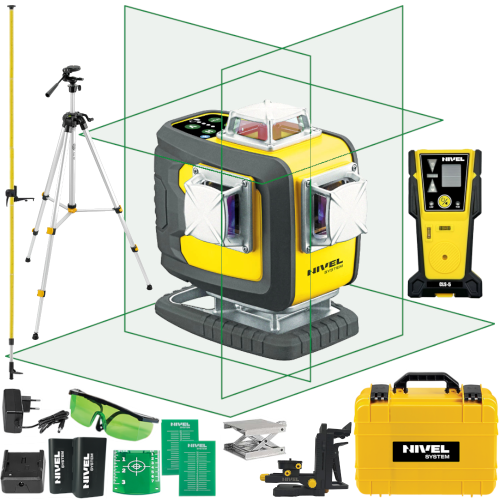 NIVEL SYSTEM CL4D-G Laser krzyżowy zielony 4x360° + tyczka + statyw SJJ-M1 EX + czujnik CLS-5