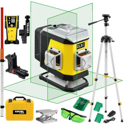 NIVEL SYSTEM CL3G Laser krzyżowy wiązka zielona 30m + akcesoria + statyw + czujnik + łata