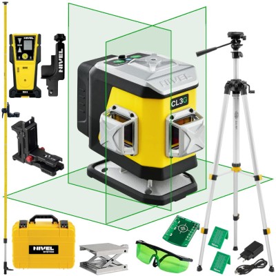 NIVEL SYSTEM CL3G Laser krzyżowy wiązka zielona 30m + akcesoria + statyw + tyczka + czujnik