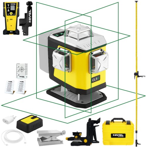 Laser krzyżowy 4x360 Nivel System CL5G + czujnik CLS-5 + tyczka GT-360