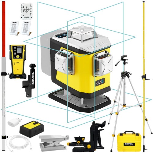 Laser krzyżowy 4x360 Nivel System CL5B + czujnik CLS-5 + statyw + tyczka + łata