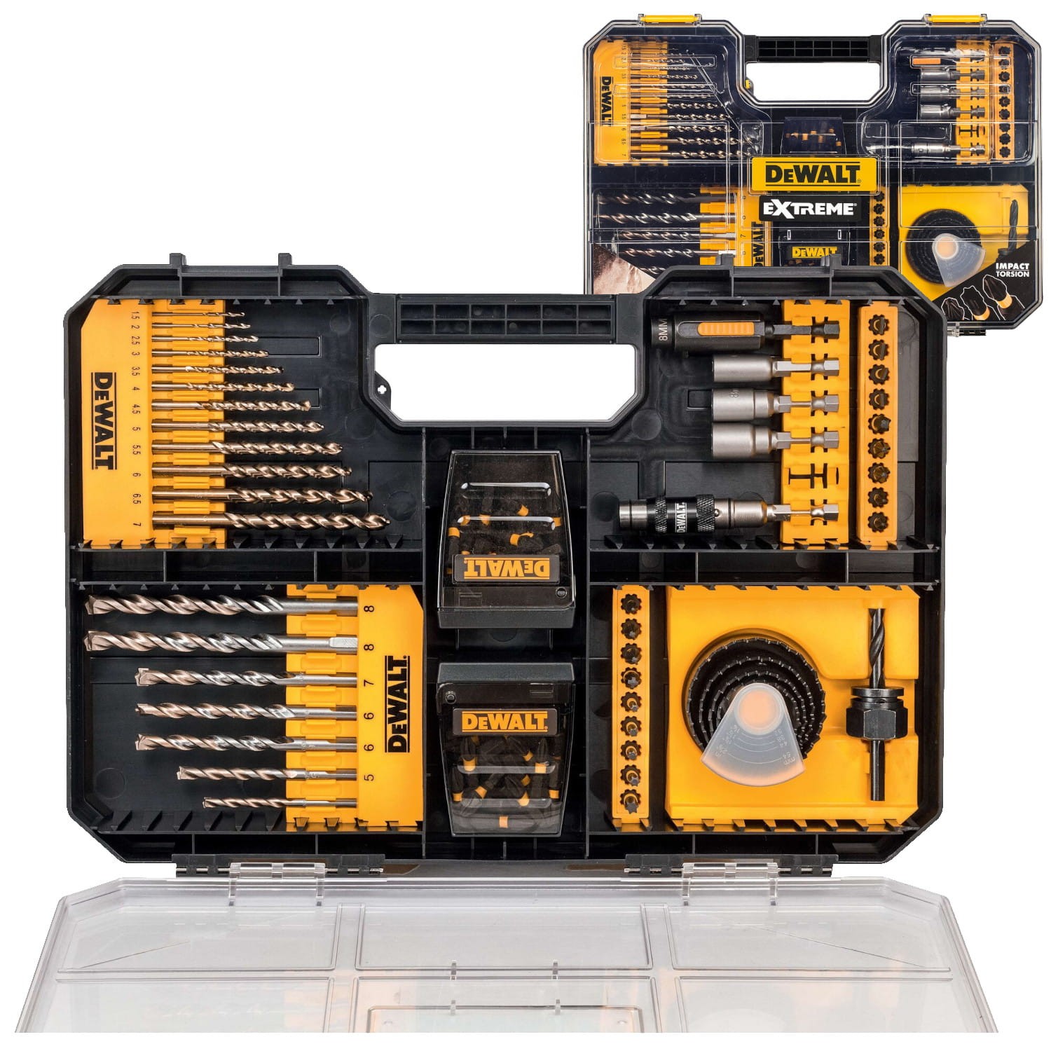 Zestaw 100el bity wiertła nasadki otwornice w kasecie DeWALT DT70620T