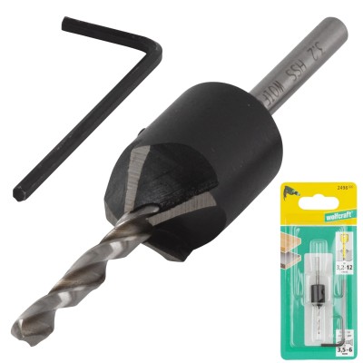 WOLFCRAFT 2498000 Wiertło z pogłębiaczem 3,2mm nawiertak do drewna