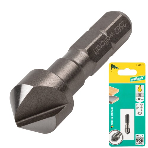 WOLFCRAFT 2582000 Pogłębiacz stożkowy pod łby wkrętów do drewna metalu 10mm