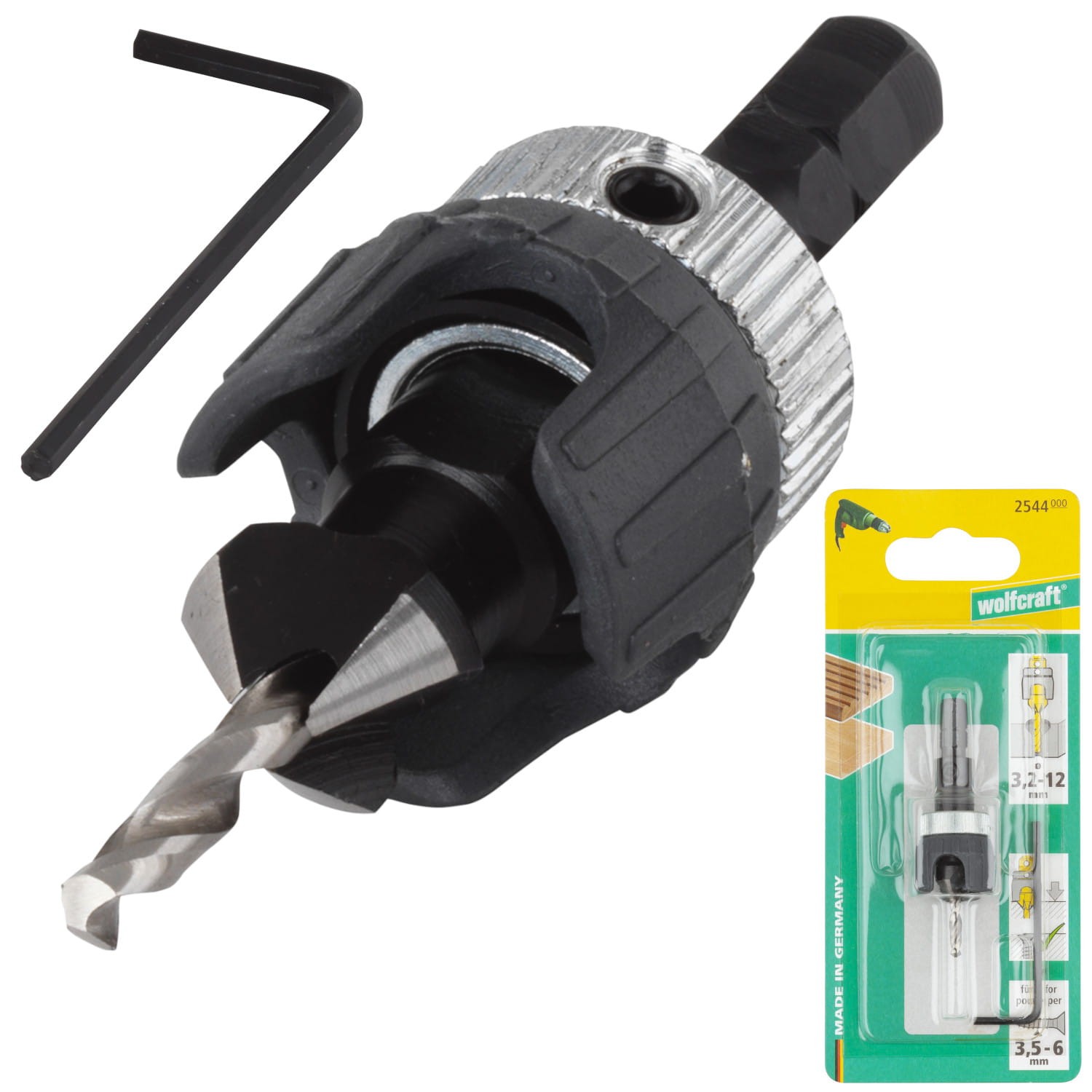 WOLFCRAFT 2544000 Nawiertak z ogranicznikiem 3,2 - 12 mm