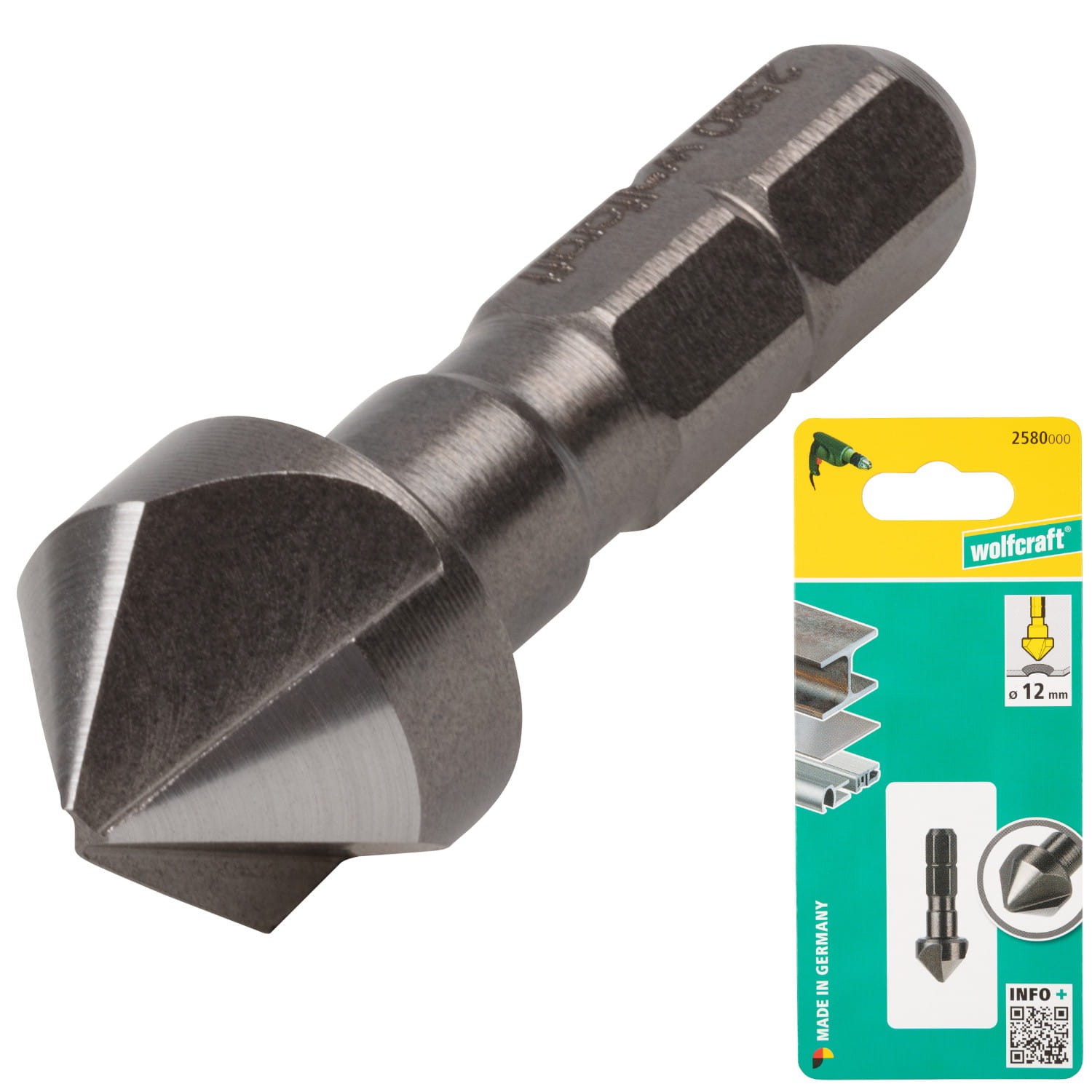 WOLFCRAFT 2580000 Pogłębiacz HSS 12mm z trzpieniem sześciokątnym