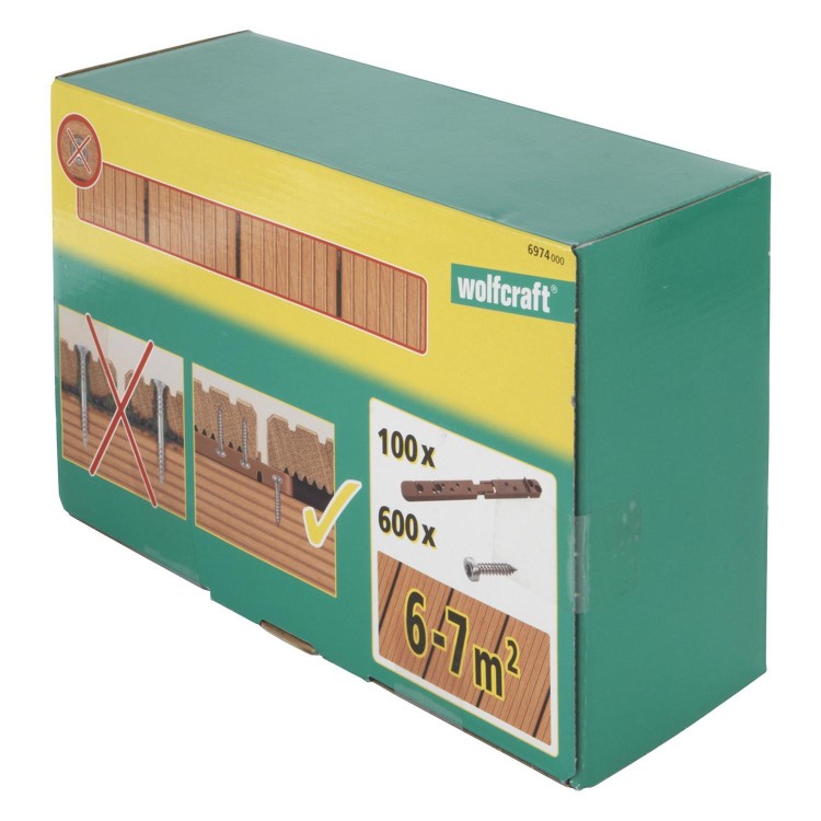 WOLFCRAFT 6974000 Łączniki do budowania tarasu 100 sztuk opakowanie
