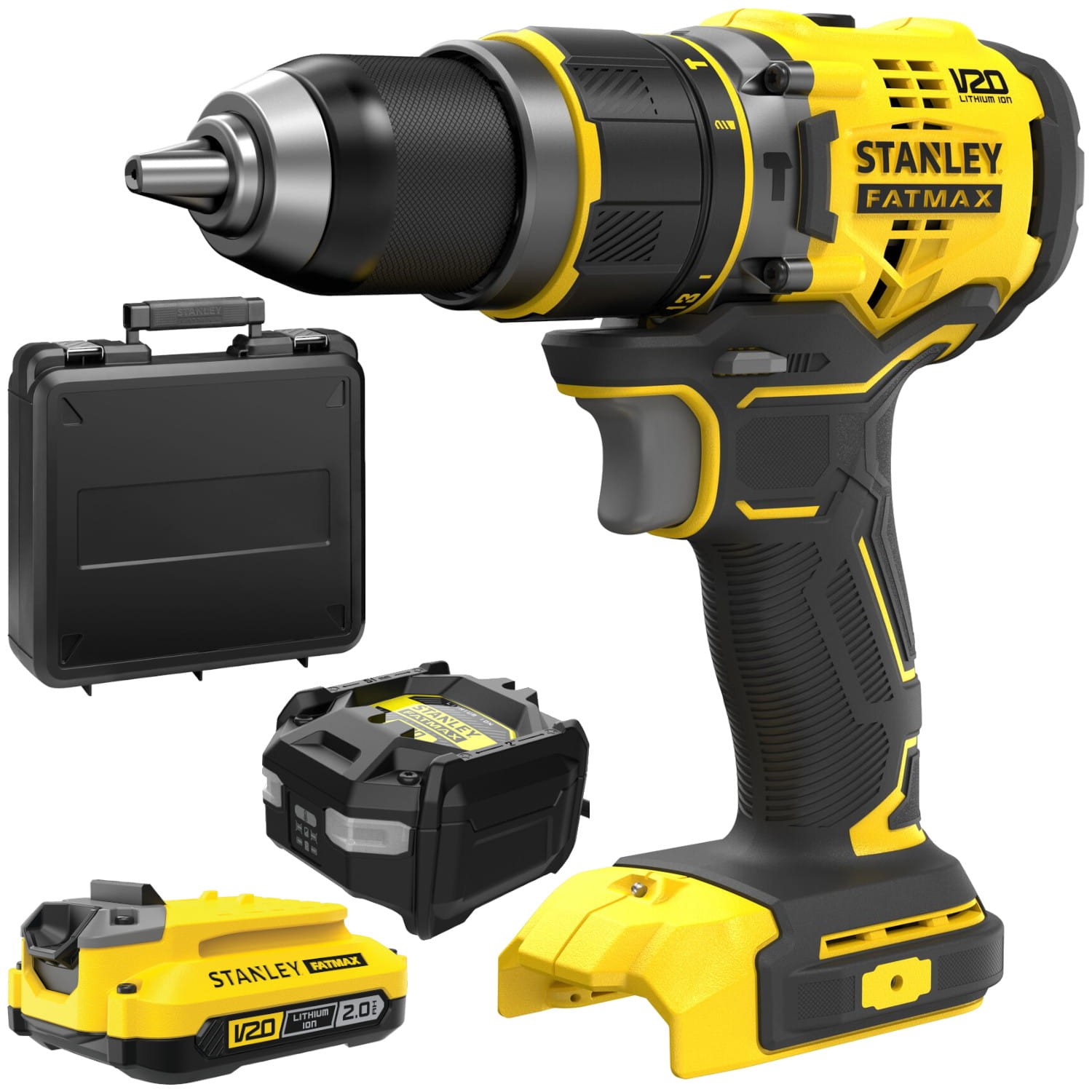 Wiertarko wkrętarka udarowa 18V 80Nm V20 Stanley SFMCD721 + aku 2.0Ah + ład