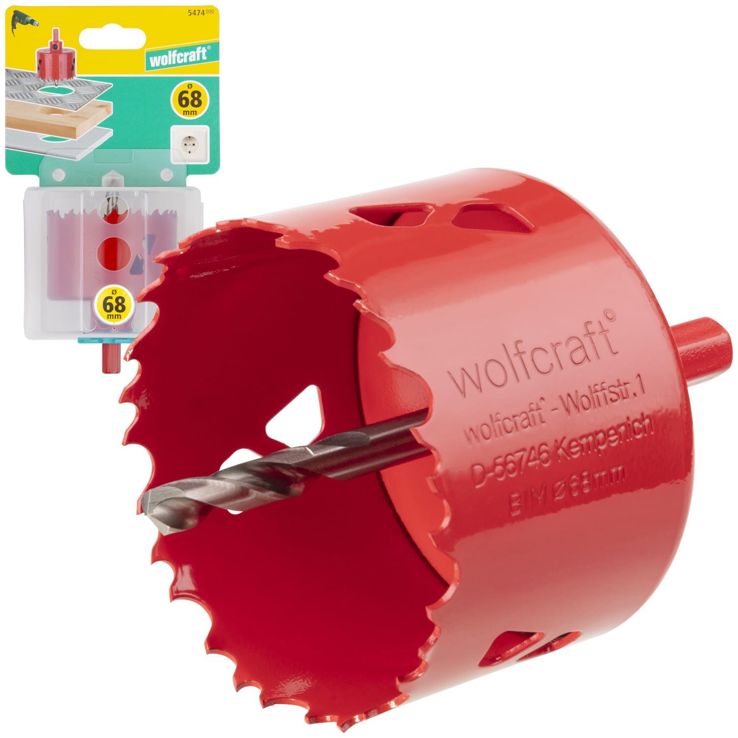 WOLFCRAFT Otwornica BiM 68mm do drewna płyt G-K OSB