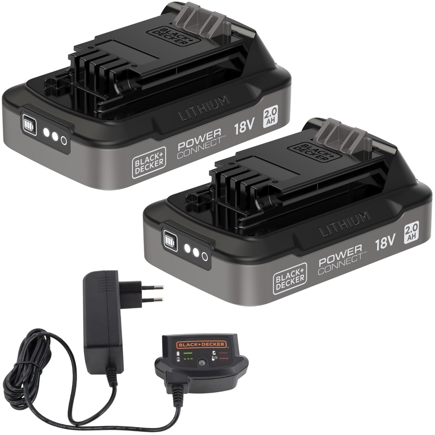 BLACK DECKER 2x Akumulator Li-Ion 18V 2,0Ah PowerConnect BDL2018S + Ładowarka