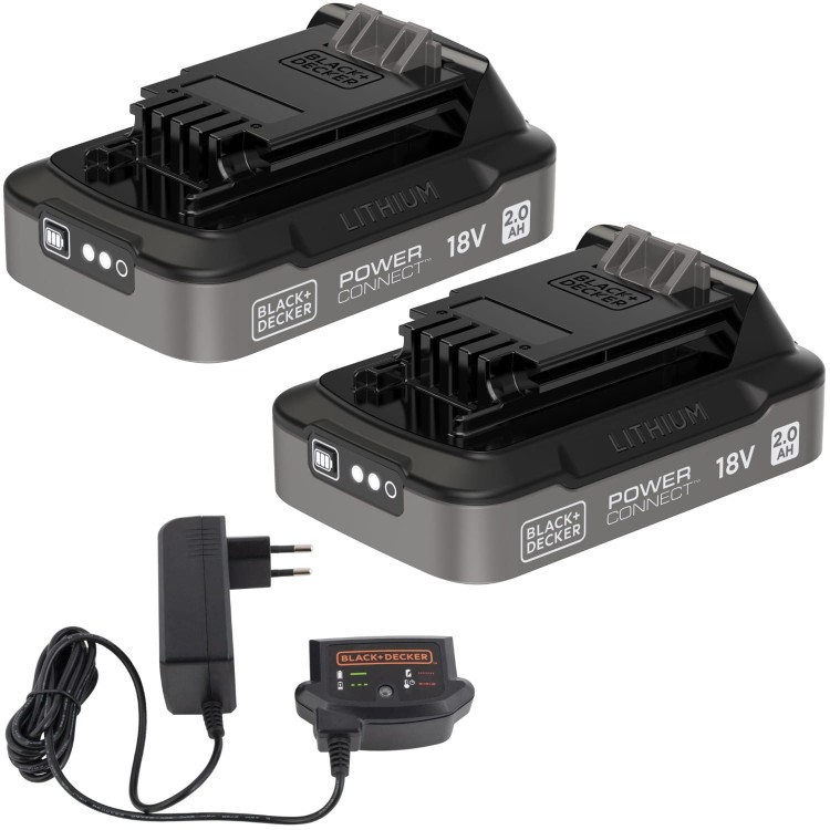 BLACK DECKER 2x Akumulator Li-Ion 18V 2,0Ah PowerConnect BDL2018S + Ładowarka
