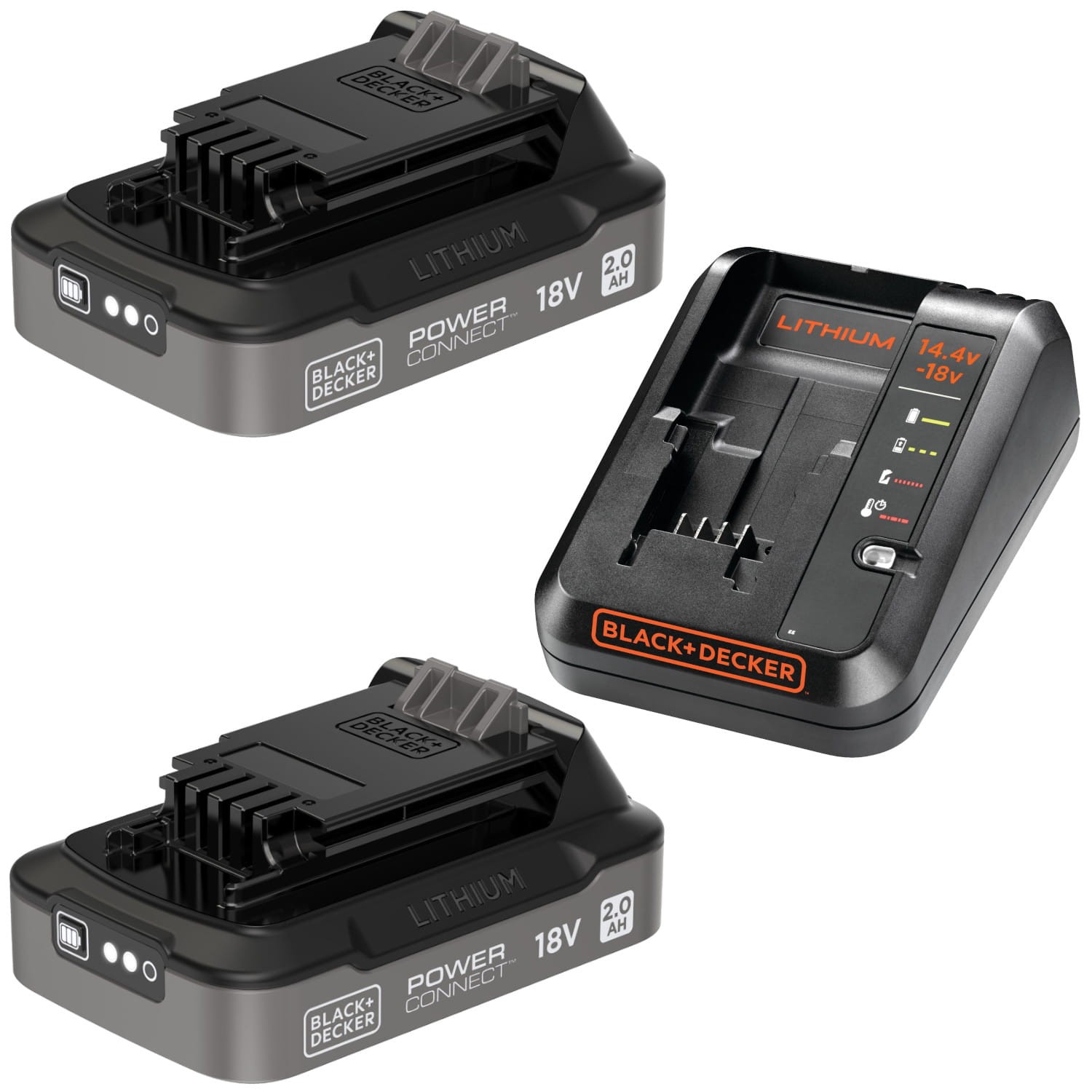 BLACK DECKER 2x Akumulator 18V 2,0Ah PowerConnect BDL2018S + Ładowarka BDC1A