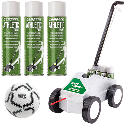 AMPERE Wózek do malowania linii na murawie Sport Striper + 3x 500ml farba biała + Piłka