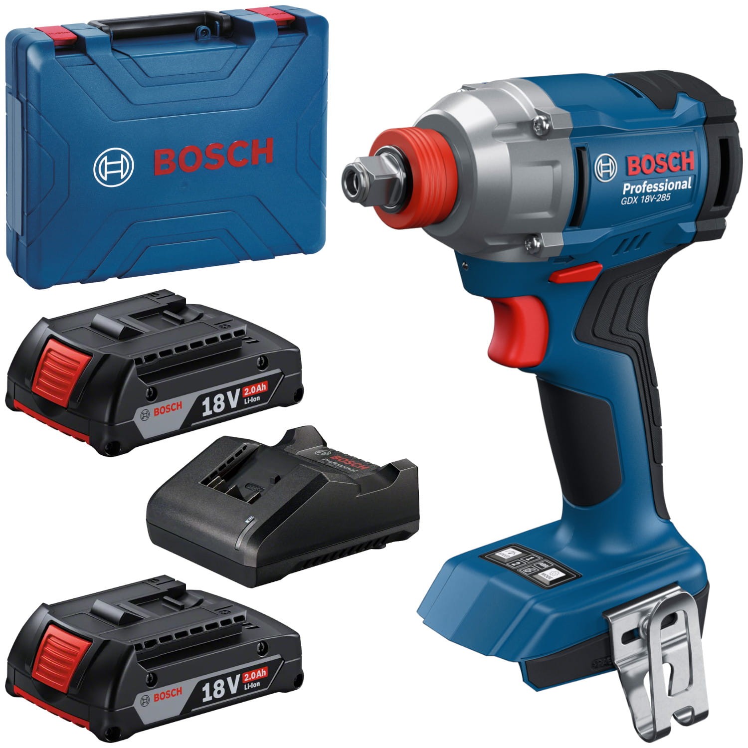 BOSCH Klucz udarowy Wkrętarka 18V 2x 2.0Ah 285Nm GDX 18V-285 + walizka