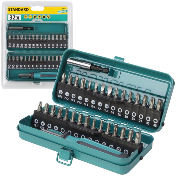 WOLFCRAFT 1388000 Zestaw bitów 32el. w walizce